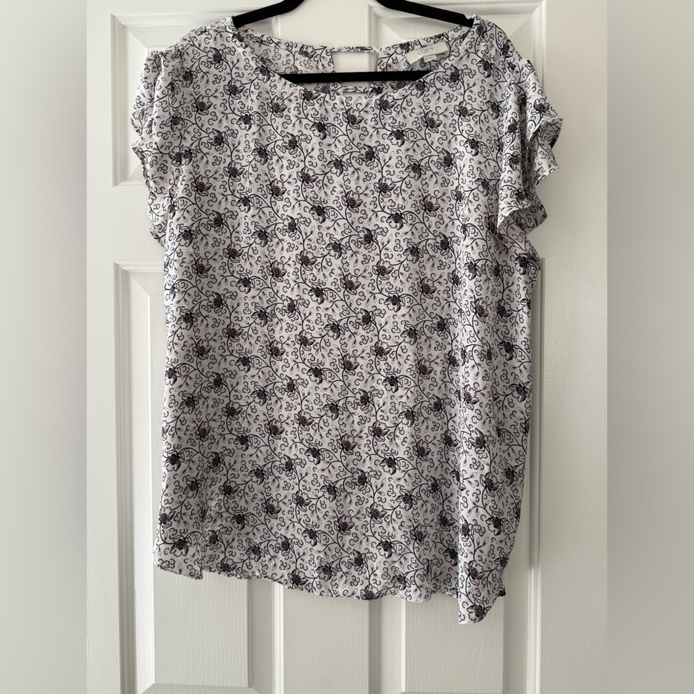 Loft Floral Black and White Women's Top